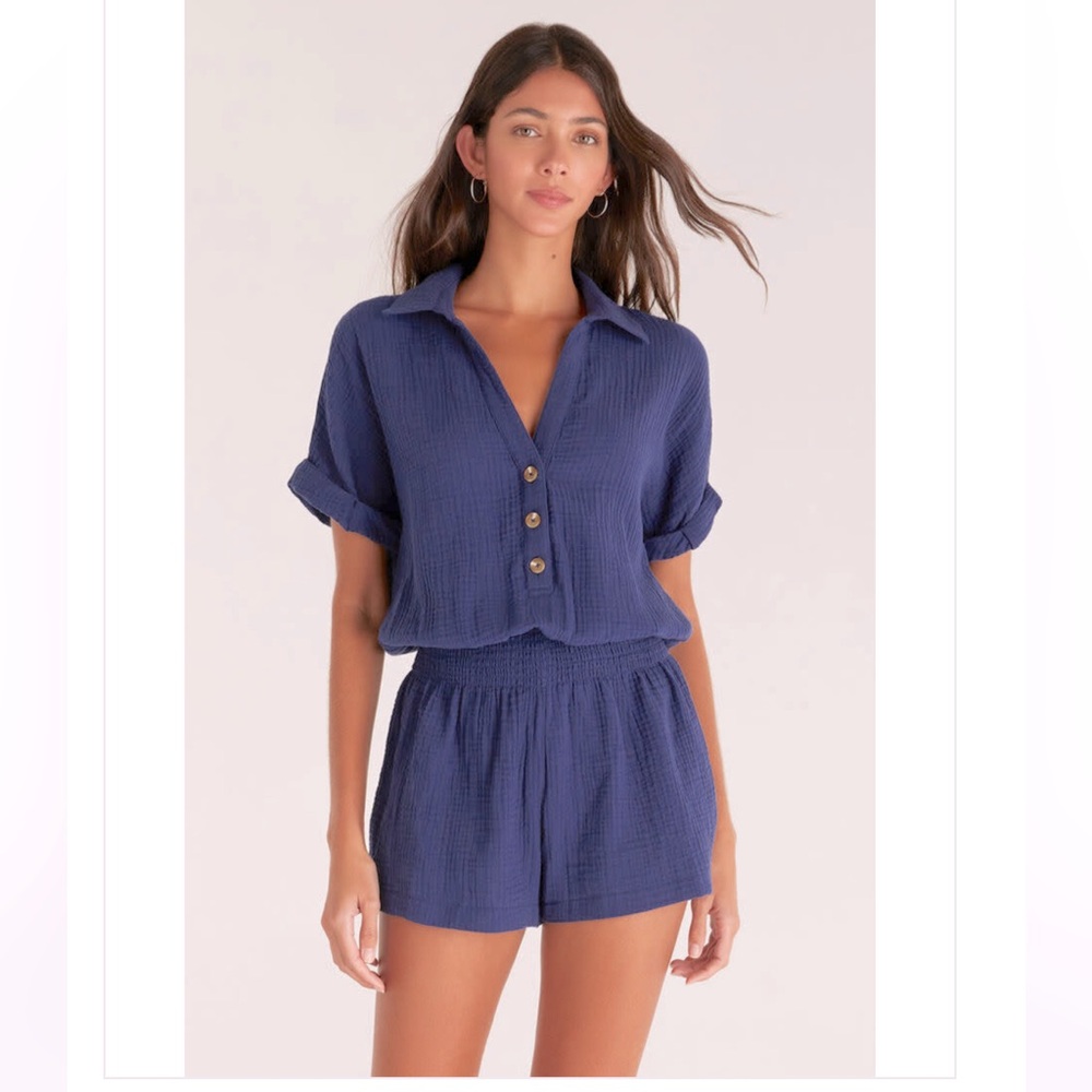 Z Supply Suntide gauze romper in navy size S